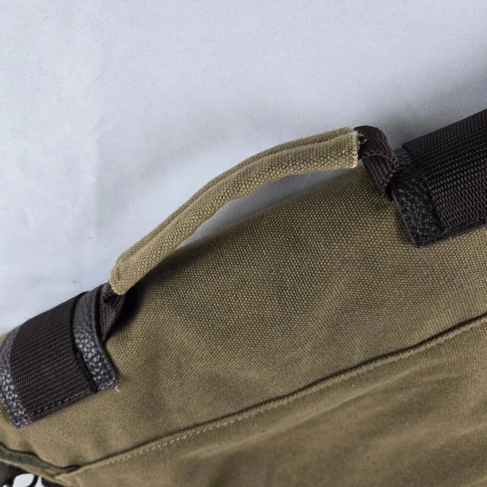 Hard Rock Olive Green Messenger Bag Laptop 100% Cotton Buckles Top Handle Strap